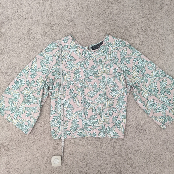 3/$30 CODEXMODE Nordstrom Pink Palm Leaf Blouse - Picture 3 of 7